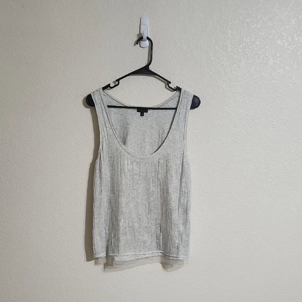 J. Crew Collection Tissue Sequin Tank in Silver/Light Grey Size Medium